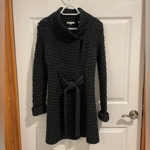 Vince knit belted cardigan charcoal grey size S wool blend